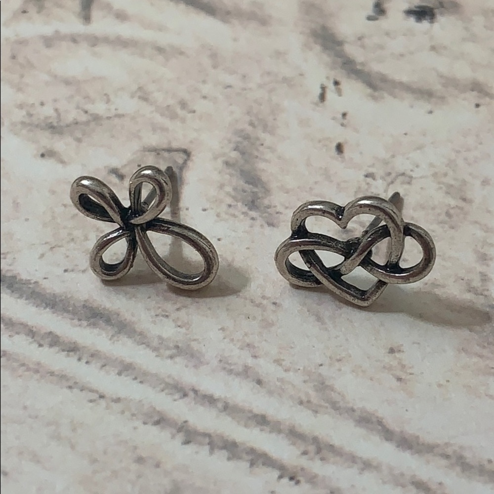"Mismatched" Heart and Cross Loop Stud Earrings